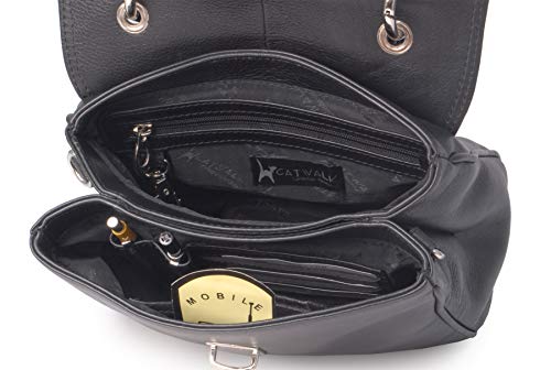 Black Pandora Vintage Leather Crossbody/Top Handle Handbag