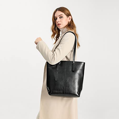 Miss Lulu Black Leather Shoulder Bag Vintage Tote