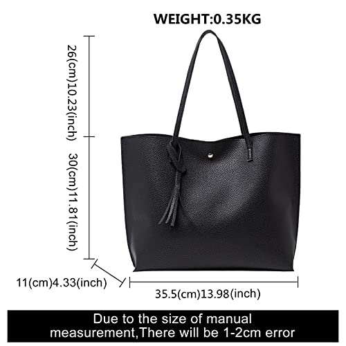 Black Designer Tote Bag with Large Capacity