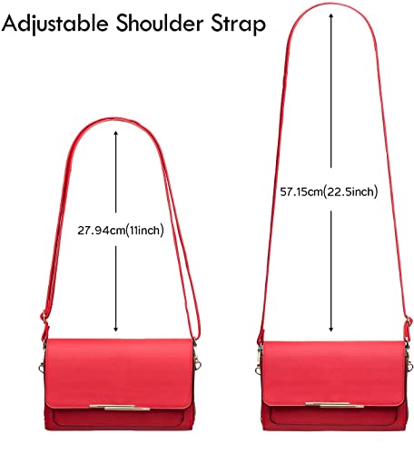 Red PU Leather Crossbody Bag with Credit Card Slots