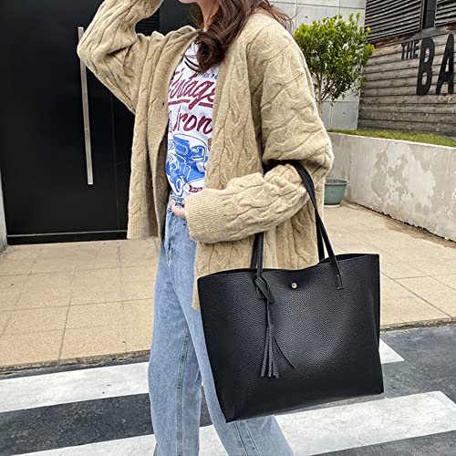 Black Designer Tote Bag with Large Capacity