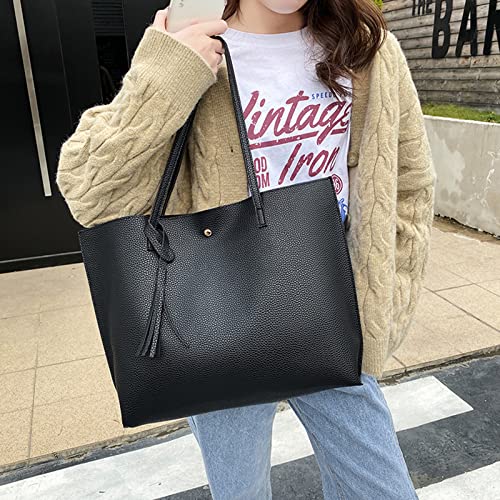 Black Designer Tote Bag with Large Capacity
