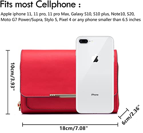 Red PU Leather Crossbody Bag with Credit Card Slots