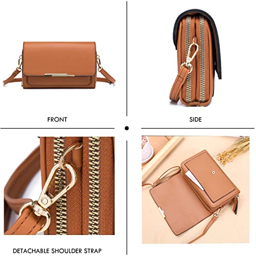 Red PU Leather Crossbody Bag with Credit Card Slots