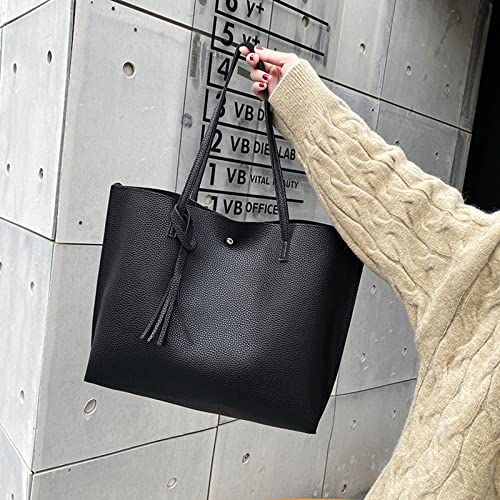 Black Designer Tote Bag with Large Capacity