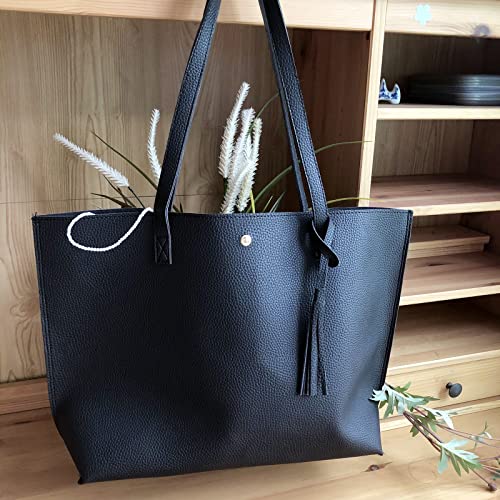 Black Designer Tote Bag with Large Capacity