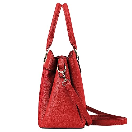 Burgundy PU Leather Designer Handbag Shoulder Crossbody Tote