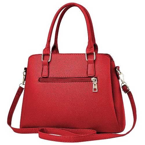 Burgundy PU Leather Designer Handbag Shoulder Crossbody Tote