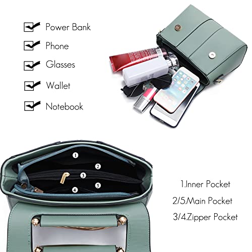FANDARE Green PU Leather Crossbody Handbag