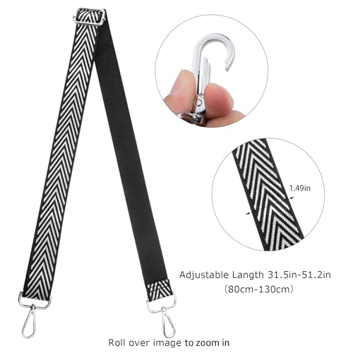 Adjustable Shoulder Strap for Designer Handbags - Black/White