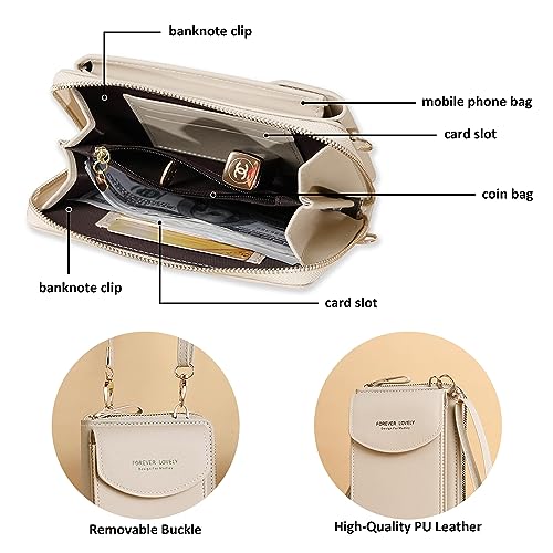 White PU Leather Cell Phone Bag for Women