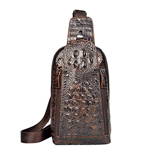 Hebetag Genuine Leather Crocodile Sling Bag Backpack- Men