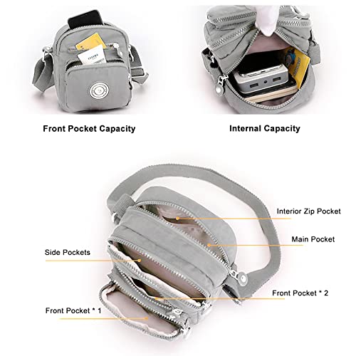 Gray Casual Nylon Crossbody Bag for Women