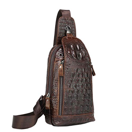 Hebetag Genuine Leather Crocodile Sling Bag Backpack- Men