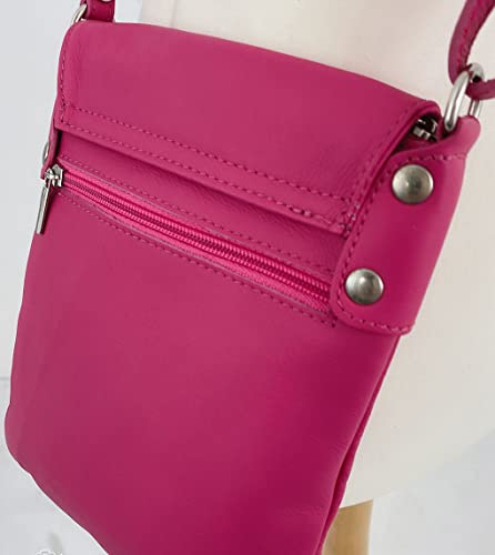 LeahWard Genuine Soft Leather Crossbody Handbag (Fuchsia)