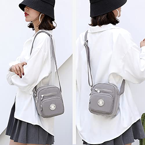 Gray Casual Nylon Crossbody Bag for Women