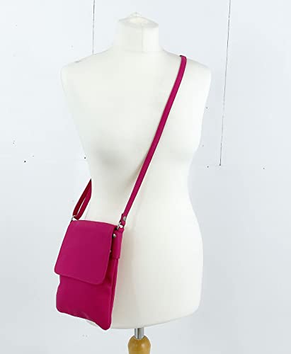 LeahWard Genuine Soft Leather Crossbody Handbag (Fuchsia)