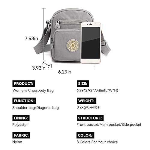 Gray Casual Nylon Crossbody Bag for Women