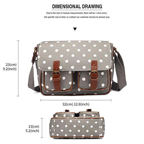 KONO Large Messenger Bag Polka Dot Travel Handbag
