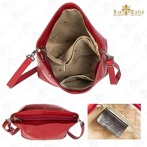 100% Italian Leather Medium Size Silver Hobo Handbag