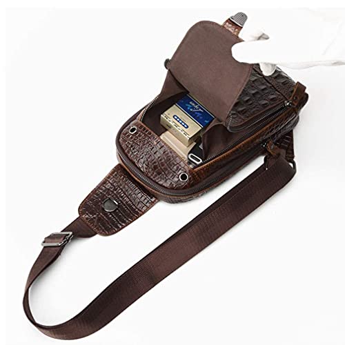 Hebetag Genuine Leather Crocodile Sling Bag Backpack- Men