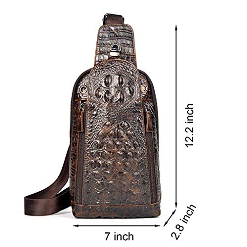 Hebetag Genuine Leather Crocodile Sling Bag Backpack- Men