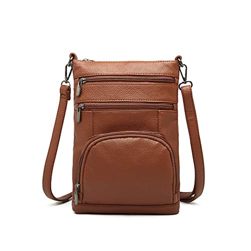 Miss Lulu Brown PU Leather Crossbody Bag