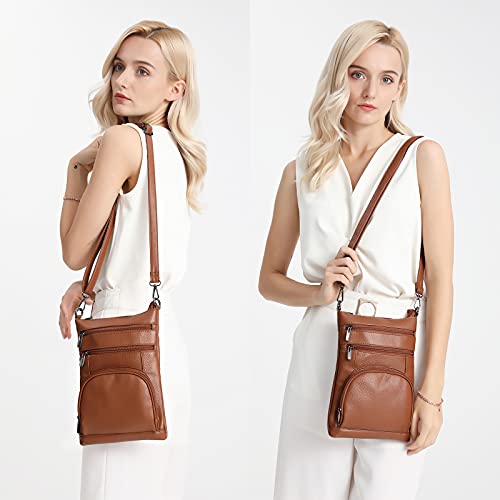 Miss Lulu Brown PU Leather Crossbody Bag