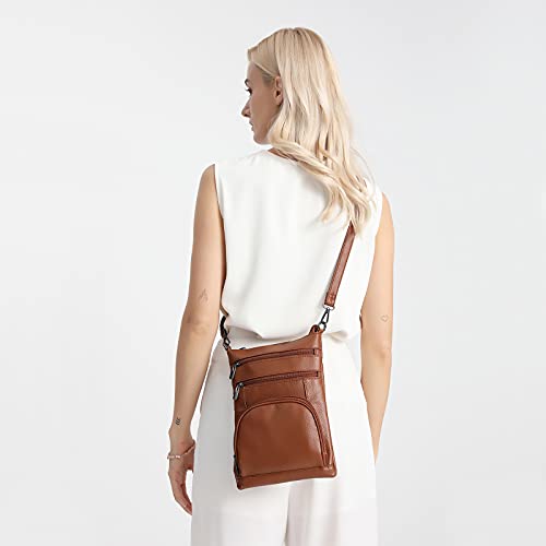 Miss Lulu Brown PU Leather Crossbody Bag