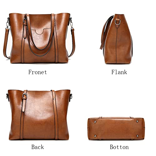 Vintage Brown Leather Tote Shoulder Bag