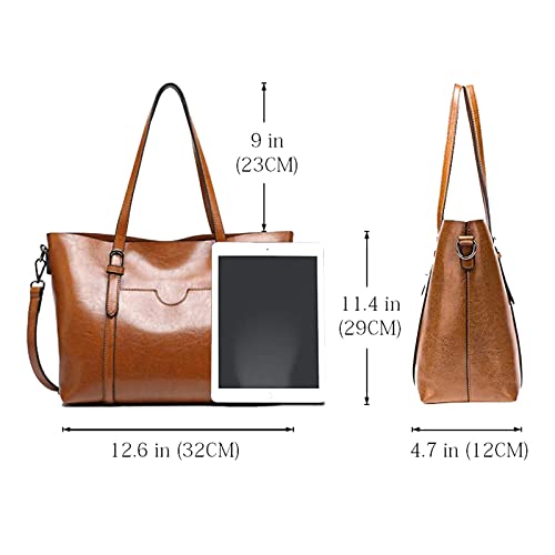 Vintage Brown Leather Tote Shoulder Bag