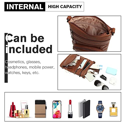 Miss Lulu Brown PU Leather Crossbody Bag