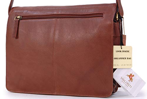 VISCONTI - Women's Atlantic Leather Cross Body Bag - Brown