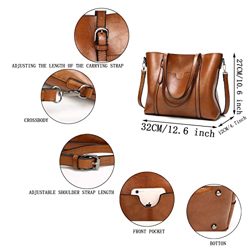 Vintage Brown Leather Tote Shoulder Bag