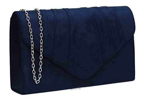 SwankySwans Navy Blue Faux Suede Envelope Clutch