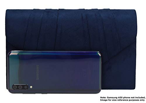 SwankySwans Navy Blue Faux Suede Envelope Clutch
