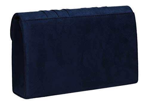 SwankySwans Navy Blue Faux Suede Envelope Clutch