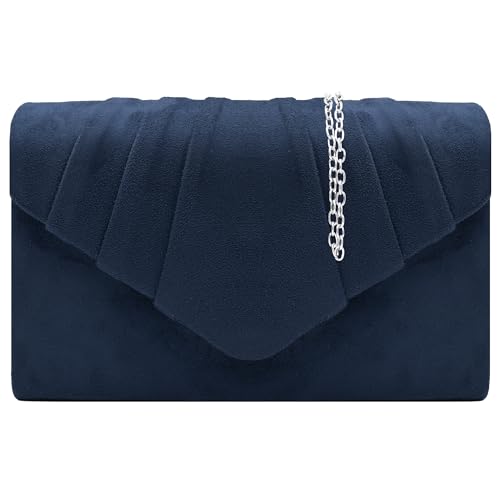 Milisente Suede Evening Clutch Crossbody Bag (Blue)