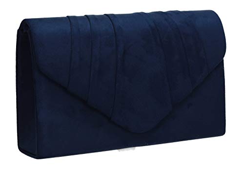 SwankySwans Navy Blue Faux Suede Envelope Clutch