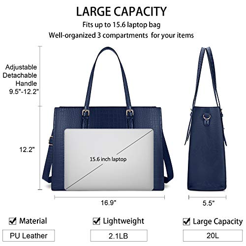 Lubardy Damen Designer Laptop Handtasche - Elegant Blau