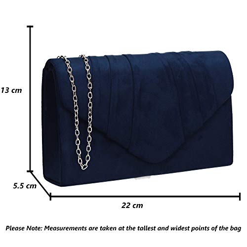 SwankySwans Navy Blue Faux Suede Envelope Clutch
