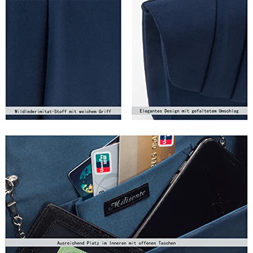 Milisente Suede Evening Clutch Crossbody Bag (Blue)