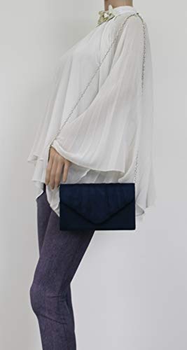 SwankySwans Navy Blue Faux Suede Envelope Clutch