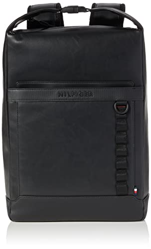 Tommy Hilfiger Men's Compact Backpack, Sustainable PU, Black