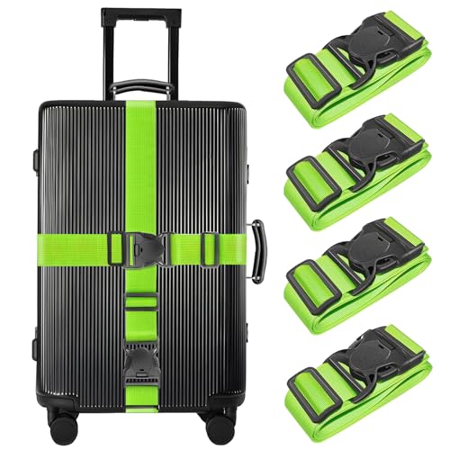 BILIONE 4 Pcs Luggage Straps, Adjustable Suitcase Belts