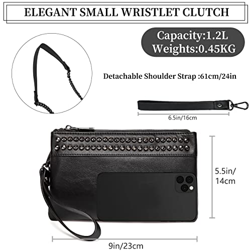 VASCHY Black Crossbody Evening Clutch Purse with Studs