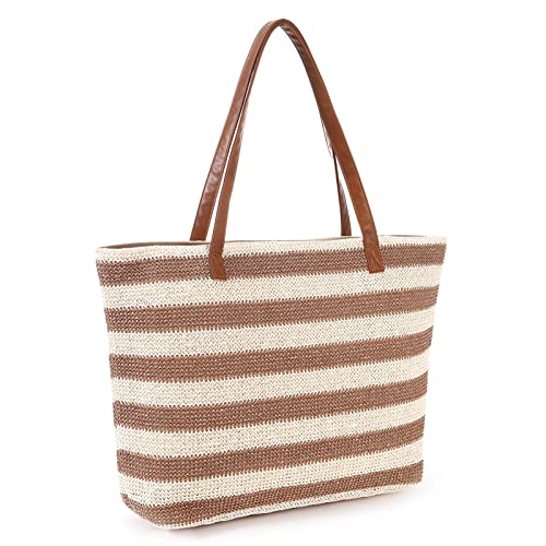 Bohemian Summer Bag for Women - Large Straw Shoulder Tote
