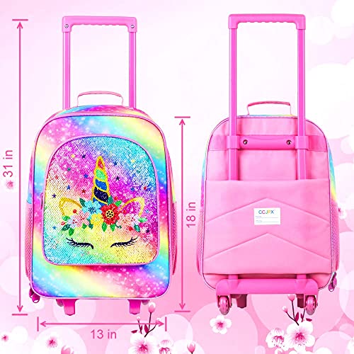 Kids Luggage for Girls, Cute Unicorn Rolling Wheels Suitcase for Toddler Children