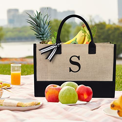 Personalized Initial Jute/Canvas Tote Bag - Great Gift
