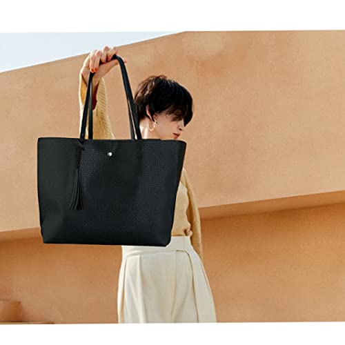 LIRENSHIGE Black PU Leather Designer Handbag